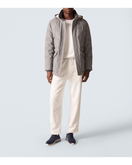 Brunello Cucinelli Gray Wool Flannel Down Jacket for men