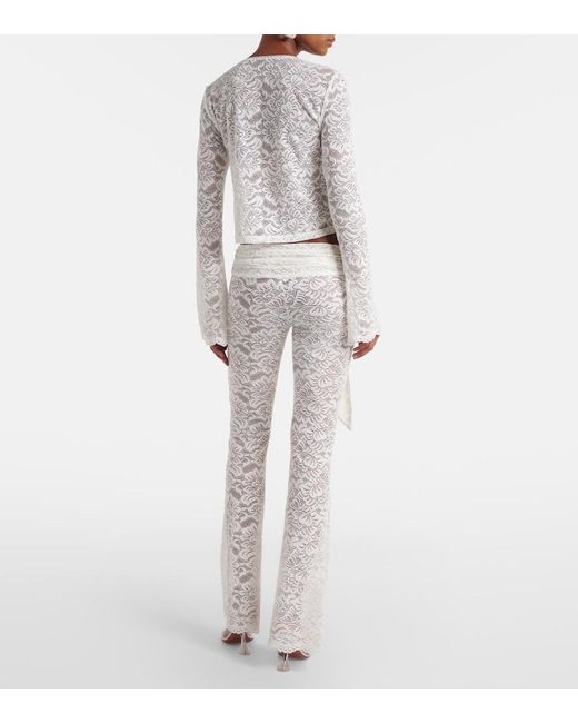 Bananhot White Vecna Sheer Lace Flared Pants