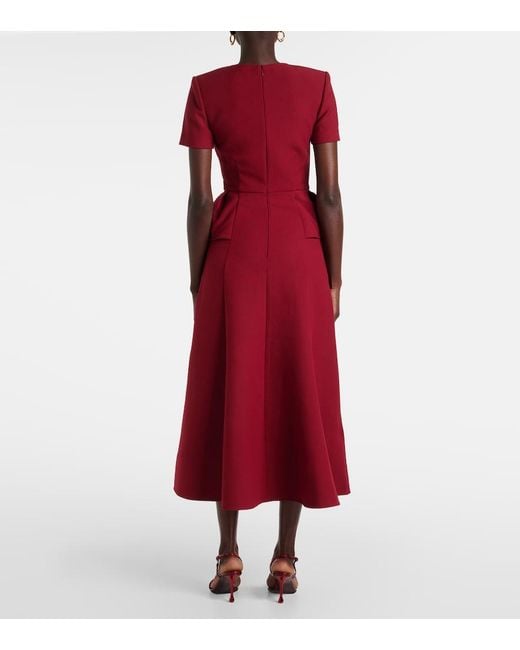 Roland Mouret Red Crepe Midi Dress