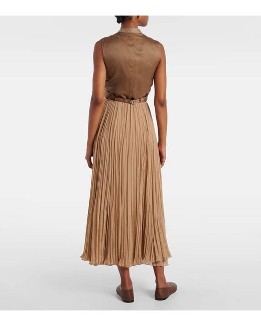 Ralph Lauren Brown Jordyn Pleated Chiffon Maxi Skirt