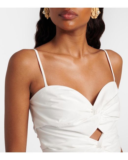 Jonathan Simkhai White Cornelia Cutout Ruched Cotton-Blend Top