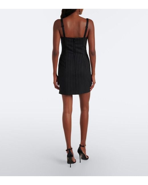 Dolce & Gabbana Black Pinstriped Wool And Silk-Blend Bustier Dress