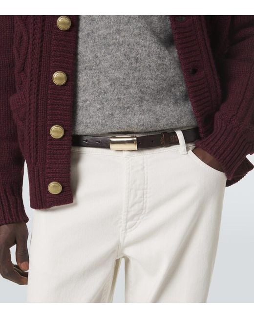 Brunello Cucinelli Brown Leather Belt for men