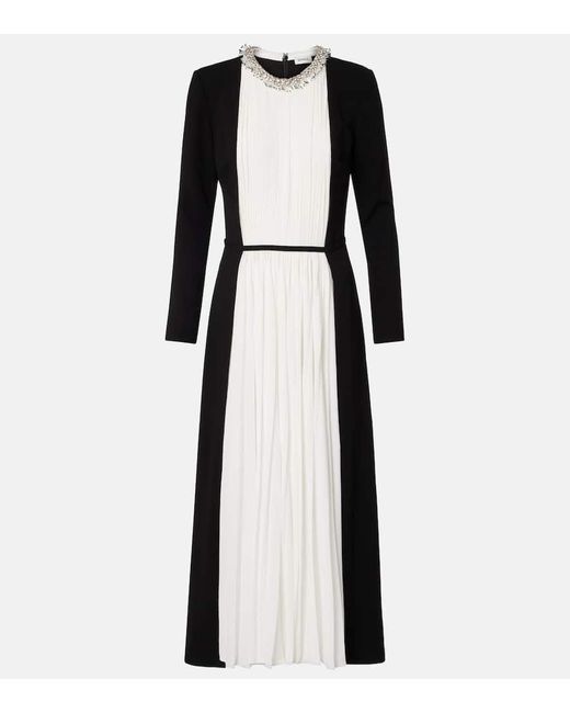 Jonathan Simkhai Black Esther Embellished Crepe And Plisse Midi Dress