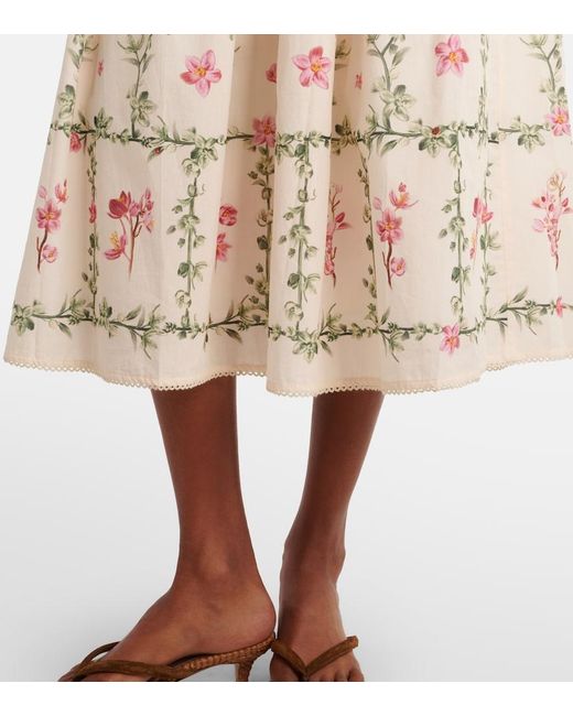 Agua Bendita Natural Barbara Floral Cotton Midi Dress