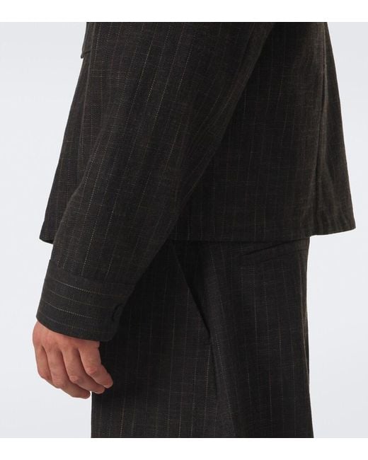 Studio Nicholson Black Kelver Striped Cotton And Wool-Blend Jacket for men