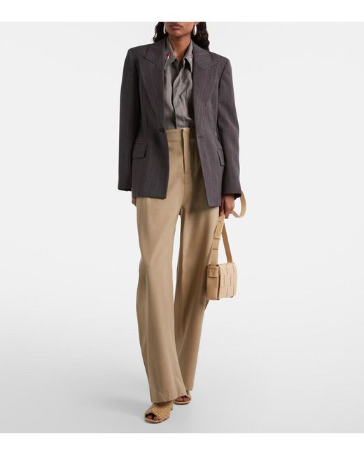 Bottega Veneta Natural Cotton Twill Wide-Leg Pants