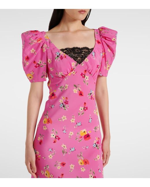 Rodarte Pink Lace-Trimmed Silk Maxi Dress