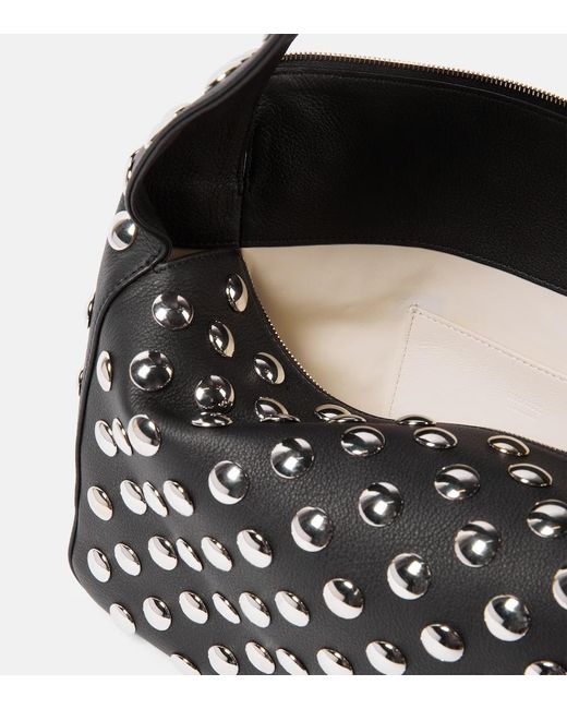 Khaite Black Elena Medium Studded Leather Shoulder Bag
