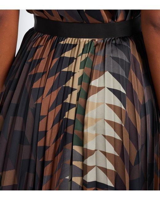 Sacai Black X A.P.C. Plisse Printed Midi Skirt