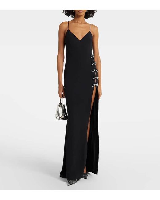 Elie Saab Black Embellished Bow-Detail Cady Gown