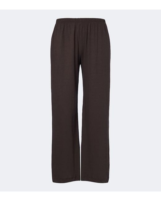 Leset Brown Milo Cropped Cotton Wide-Leg Pants