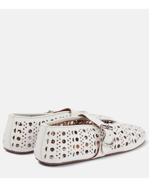 バレエシューズ ALAIA White Vienne Leather Ballerinas Vienne leather ballet flats in white - Alaia | Mytheresa