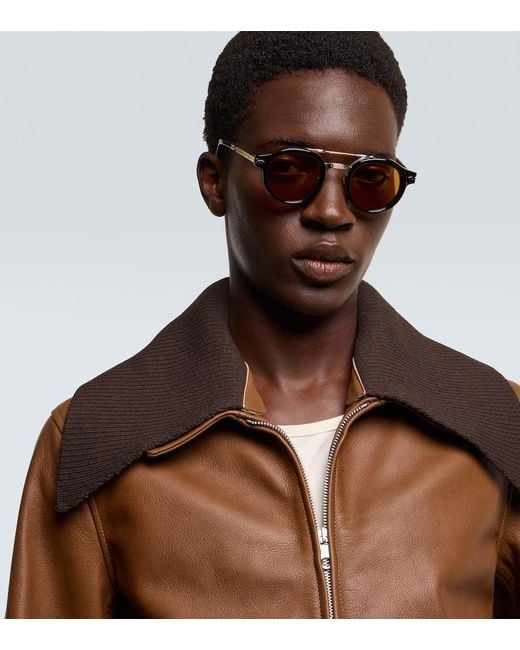 Jacques Marie Mage Brown Delage Round Sunglasses for men