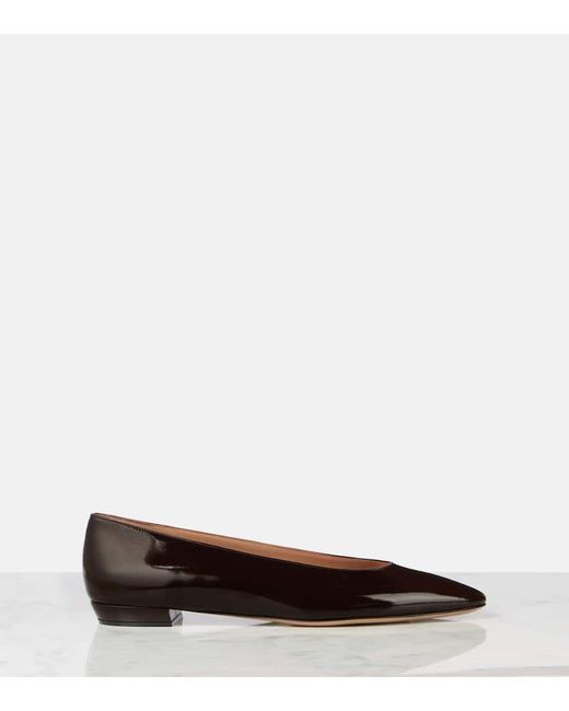 Gianvito Rossi Brown Amelia Patent Leather Ballet Flats