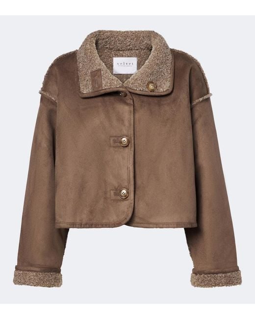 Velvet Brown Esme Teddy-Lined Cropped Jacket