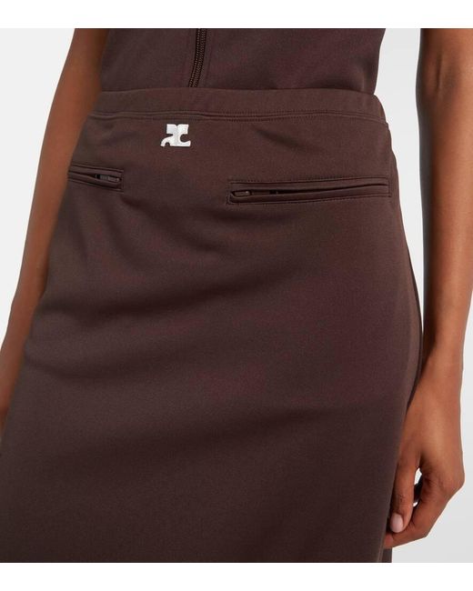 Courreges Brown Interlock Tracksuit Midi Skirt