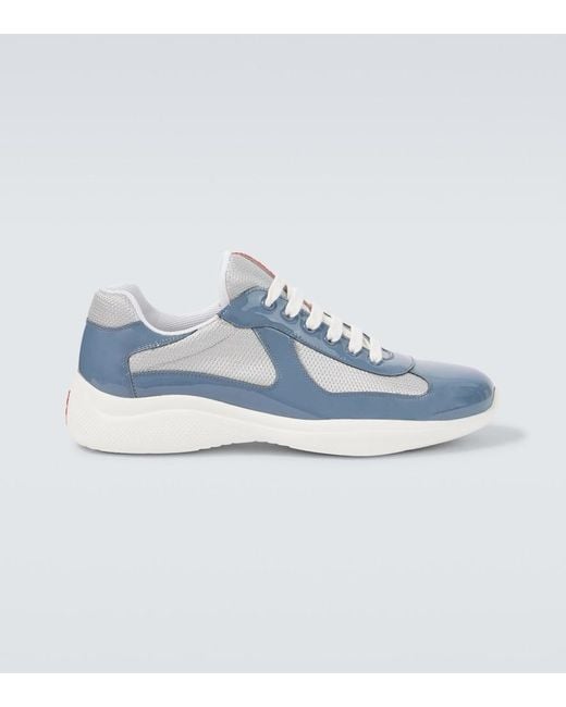 Prada Blue America's Cup Patent Leather Sneakers for men