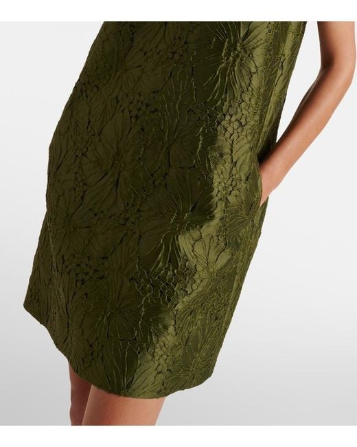 Max Mara Green Embellished Floral Jacquard Minidress