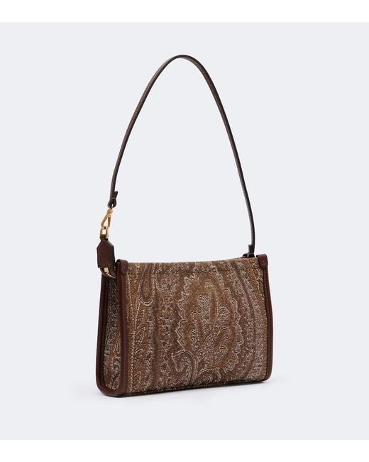 Etro Brown Arnica Small Coated Canvas Top Handle Bag