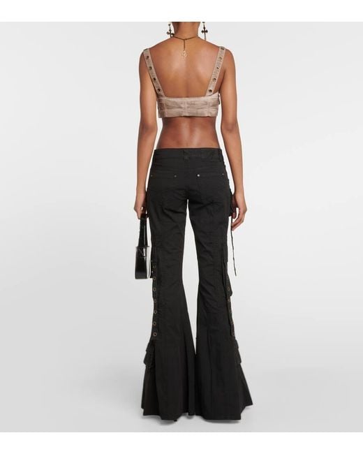 Blumarine Black Embellished Low-Rise Flared Jeans