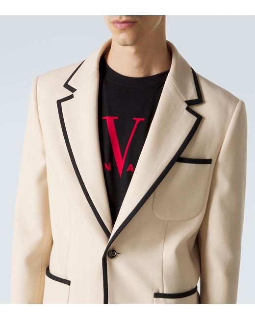 Valentino Natural Virgin Wool Gabardine Blazer for men