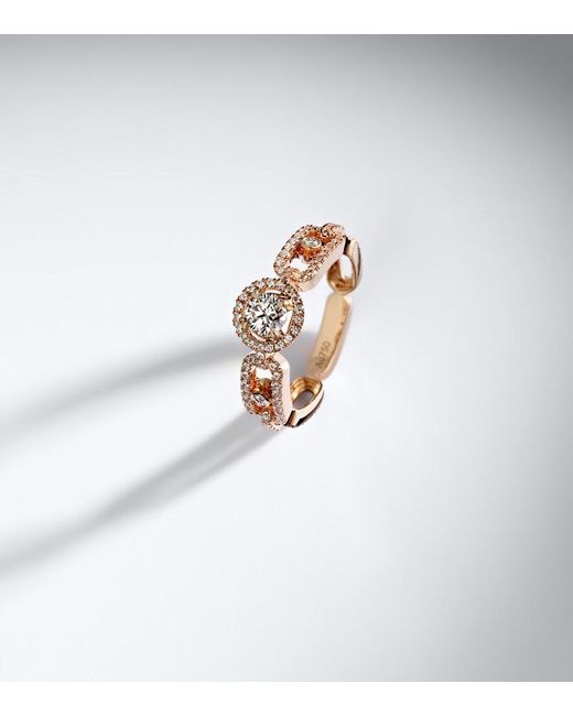 Messika White Move Link 18Kt Rose Ring With Diamonds