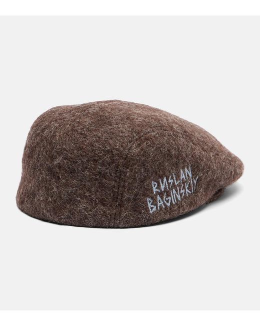 Ruslan Baginskiy Brown Logo Wool-Blend Newsboy Cap