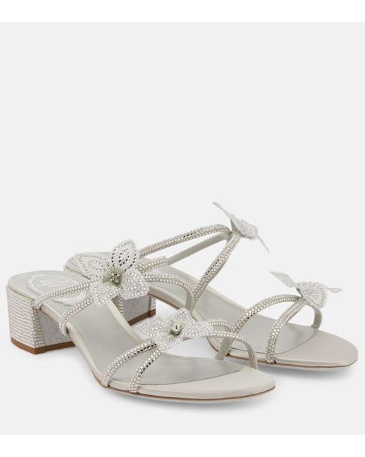 Rene Caovilla White Caterina Embellished Bow-Detail Sandals