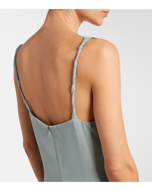 Acne Green Bow-Detail Silk Midi Dress