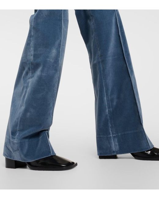 FRAME Blue The Slim Stacked Velvet Pants