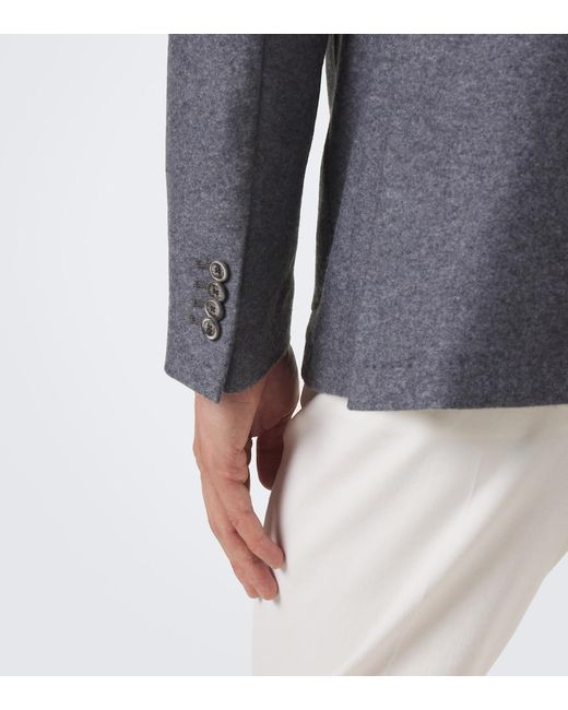 Fedeli Gray Cashmere Blazer for men