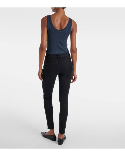 7 For All Mankind Black The Skinny B(air) Mid-rise Jeans