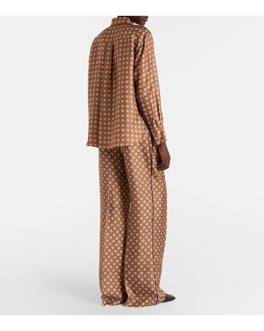 Dorothee Schumacher Brown Graphic Dreams Printed Silk Twill Palazzo Pants