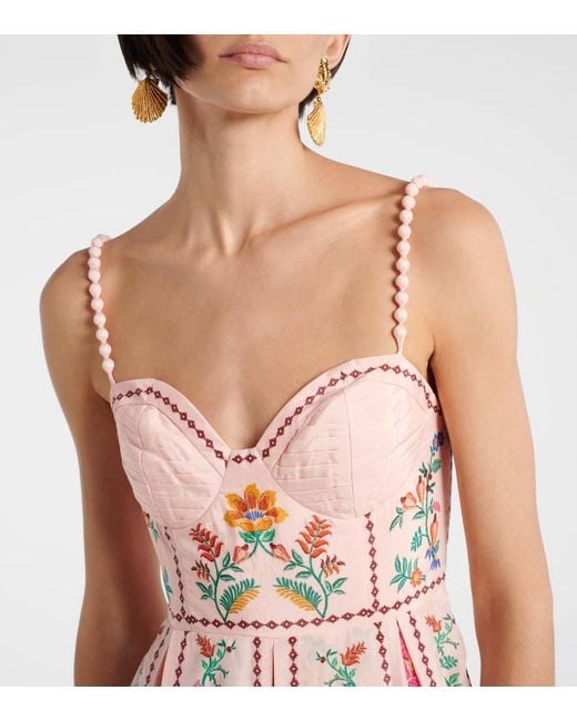 Farm Rio Pink Maxikleid Aus Einem Baumwollgemisch