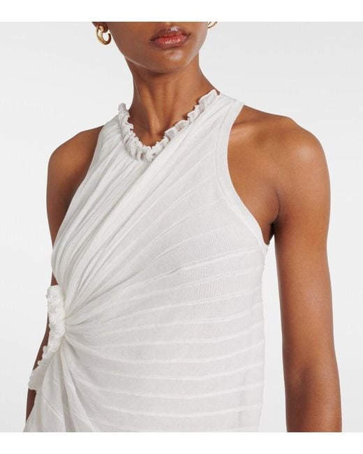 Victoria Beckham White Gathered Cotton-Blend Maxi Dress
