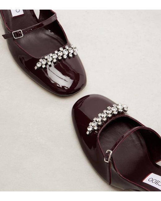 Jimmy Choo Brown Verzierte Slingback-Pumps Belinda 70 Aus Lackleder