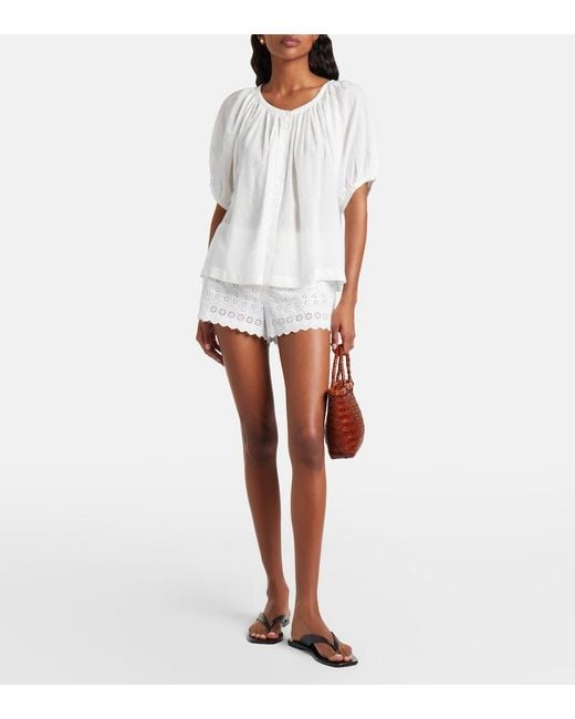 Doen White June Cotton-Blend Top