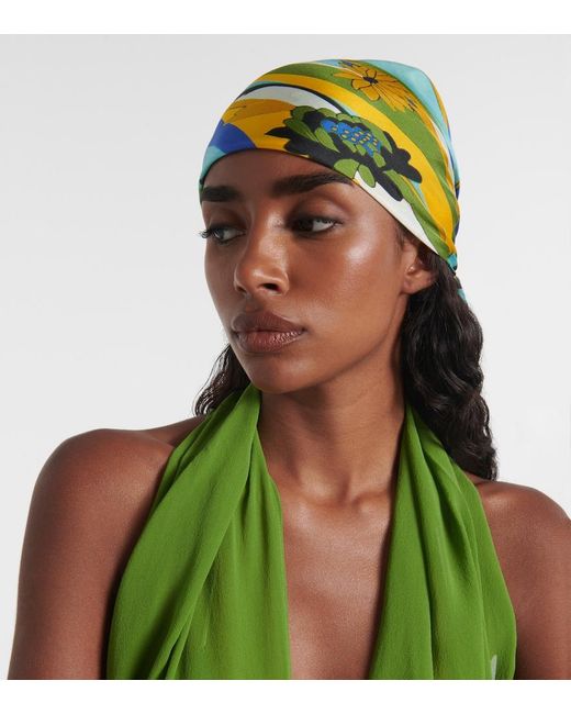 Christopher Esber Green Floral Silk Scarf