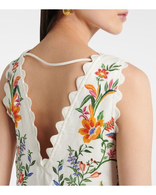 Robe Longue Imprimee En Lin Farm Rio en coloris White