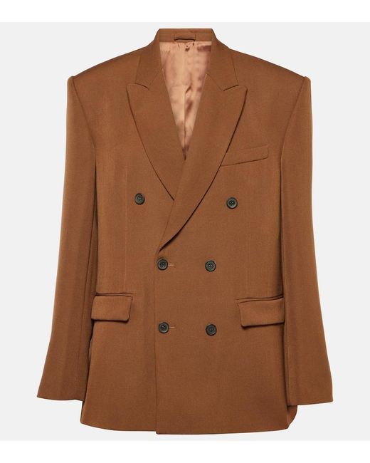 Wardrobe NYC Brown Double-Breasted Wool Blazer