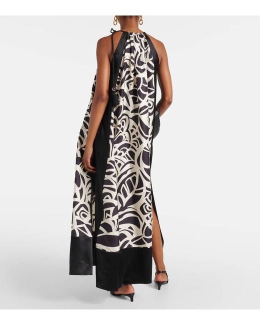 Max Mara White Licenza Printed Silk Maxi Dress