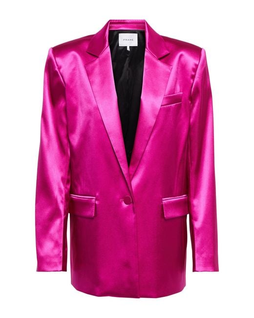 FRAME Satin Blazer in Magenta (Pink) | Lyst