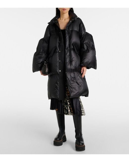 Sacai Black Down Snap-Front Coat