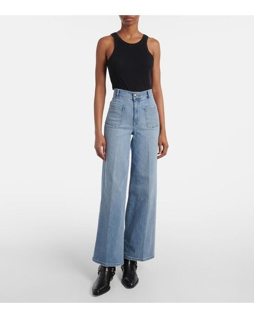 FRAME Blue Le Slim Palazzo Wide-Leg Jeans