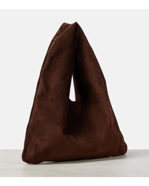 The Row Brown Bindle Small Suede Tote Bag