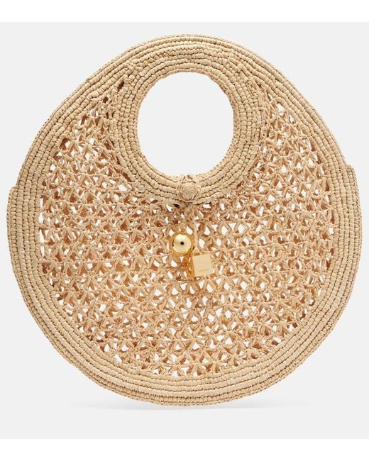 Jacquemus Metallic Spiaggia Small Raffia Basket Bag