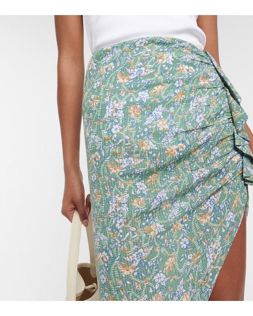 Veronica Beard Green Hazel Floral Asymmetric Midi Skirt