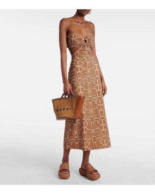 Gianvito Rossi Brown Amami Leather And Raffia Platform Mules
