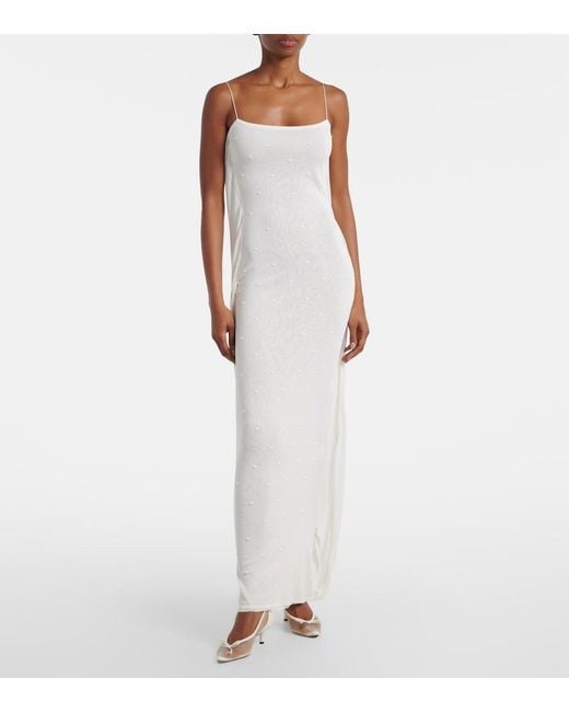 Jacquemus White Tourni Leather-Trimmed Mesh Pumps